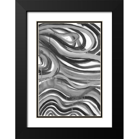Charcoal Ripples 1 Black Modern Wood Framed Art Print with Double Matting by Haynes, Smith
