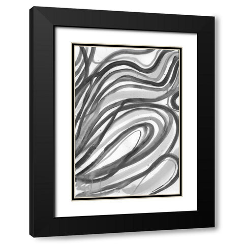 Charcoal Ripples 2 Black Modern Wood Framed Art Print with Double Matting by Haynes, Smith