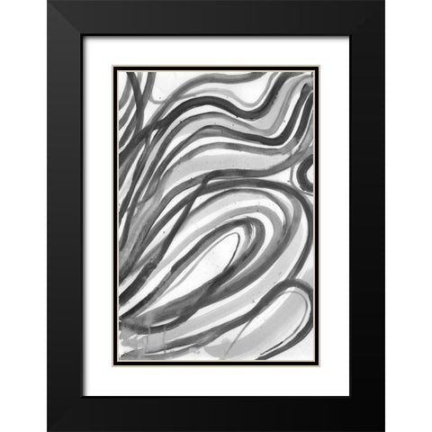 Charcoal Ripples 2 Black Modern Wood Framed Art Print with Double Matting by Haynes, Smith