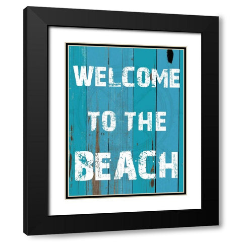 Welcome To The Beach Black Modern Wood Framed Art Print with Double Matting by Lewis, Sheldon