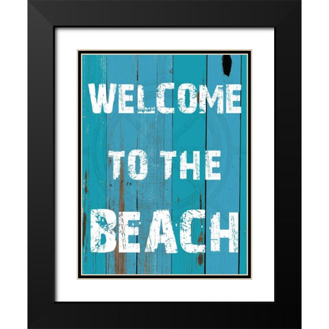 Welcome To The Beach Black Modern Wood Framed Art Print with Double Matting by Lewis, Sheldon