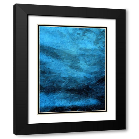 Indigo Bruch Strokes Abstract Black Modern Wood Framed Art Print with Double Matting by Lewis, Sheldon