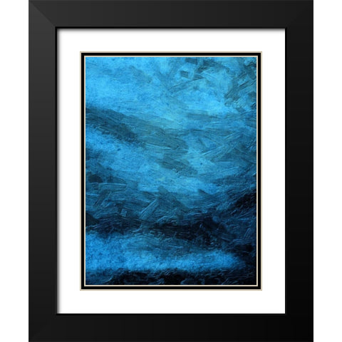 Indigo Bruch Strokes Abstract Black Modern Wood Framed Art Print with Double Matting by Lewis, Sheldon