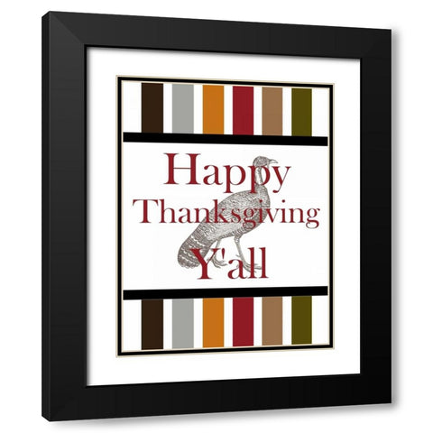 Happy Thanksgiving Yall Black Modern Wood Framed Art Print with Double Matting by Lewis, Sheldon