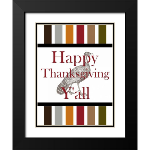 Happy Thanksgiving Yall Black Modern Wood Framed Art Print with Double Matting by Lewis, Sheldon