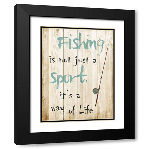 Fishing Black Modern Wood Framed Art Print with Double Matting by Lewis, Sheldon