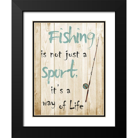 Fishing Black Modern Wood Framed Art Print with Double Matting by Lewis, Sheldon