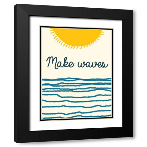 Waves Black Modern Wood Framed Art Print with Double Matting by Lewis, Sheldon