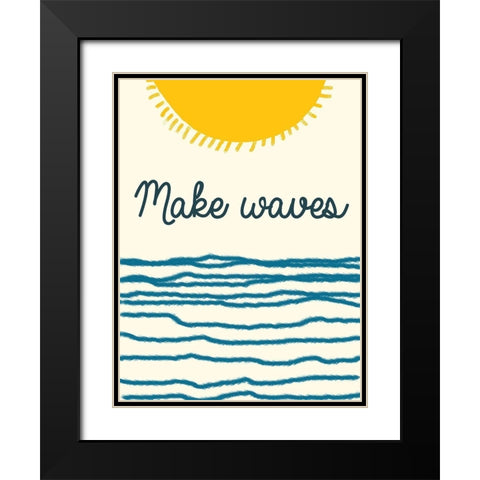 Waves Black Modern Wood Framed Art Print with Double Matting by Lewis, Sheldon