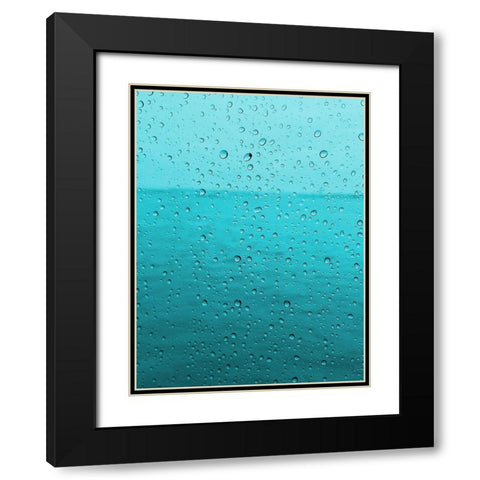 Teal Rain Drops Black Modern Wood Framed Art Print with Double Matting by Lewis, Sheldon