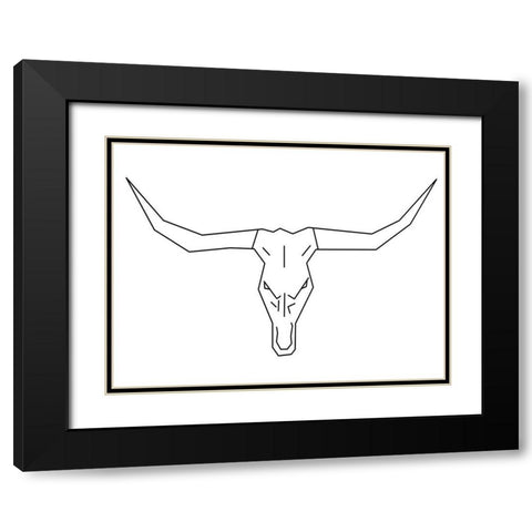 Bull Skull Black Modern Wood Framed Art Print with Double Matting by Lewis, Sheldon