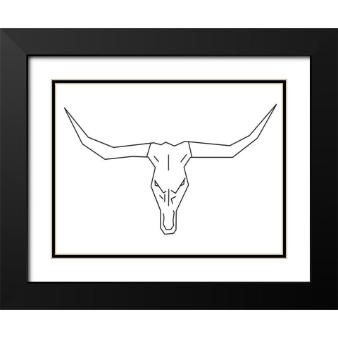 Bull Skull Black Modern Wood Framed Art Print with Double Matting by Lewis, Sheldon