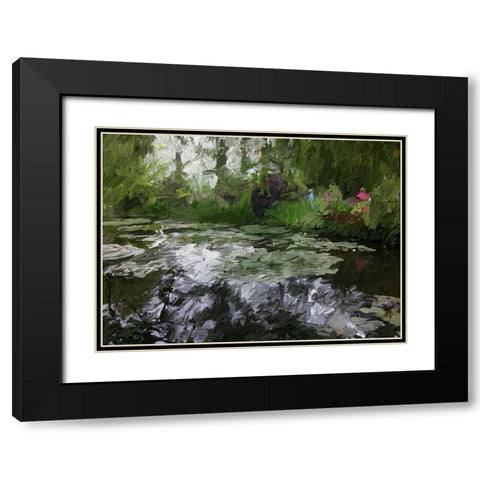 Monet Pond 2 Black Modern Wood Framed Art Print with Double Matting by Butcher, Sarah