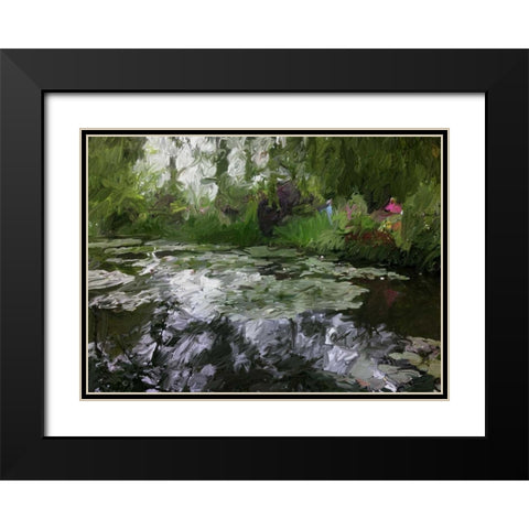 Monet Pond 2 Black Modern Wood Framed Art Print with Double Matting by Butcher, Sarah