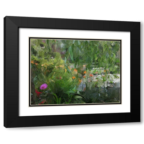 Monets Pond At Giverny Black Modern Wood Framed Art Print with Double Matting by Butcher, Sarah