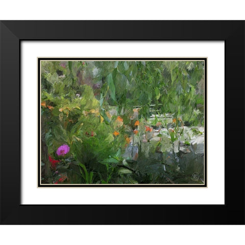 Monets Pond At Giverny Black Modern Wood Framed Art Print with Double Matting by Butcher, Sarah