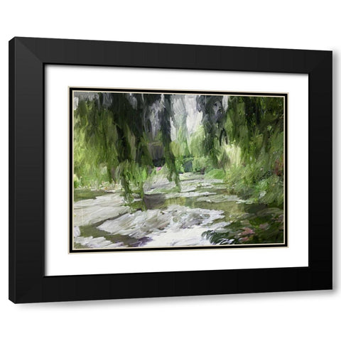 Monets Tranquil Gardens Black Modern Wood Framed Art Print with Double Matting by Butcher, Sarah