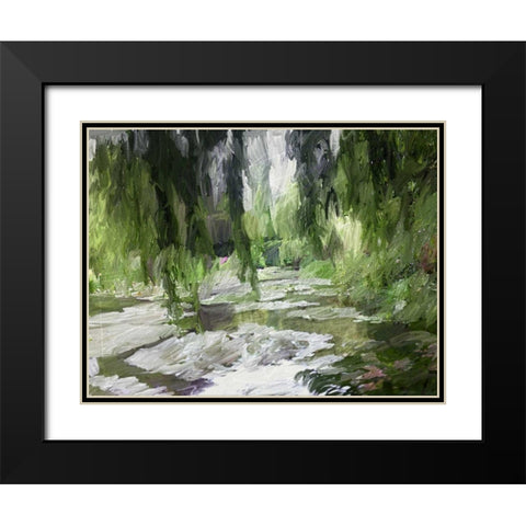 Monets Tranquil Gardens Black Modern Wood Framed Art Print with Double Matting by Butcher, Sarah