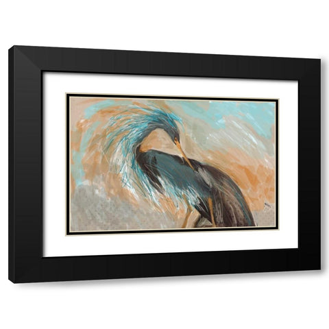 Beachy Bird Frill Black Modern Wood Framed Art Print with Double Matting by Butcher, Sarah