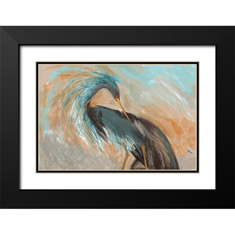 Beachy Bird Frill Black Modern Wood Framed Art Print with Double Matting by Butcher, Sarah
