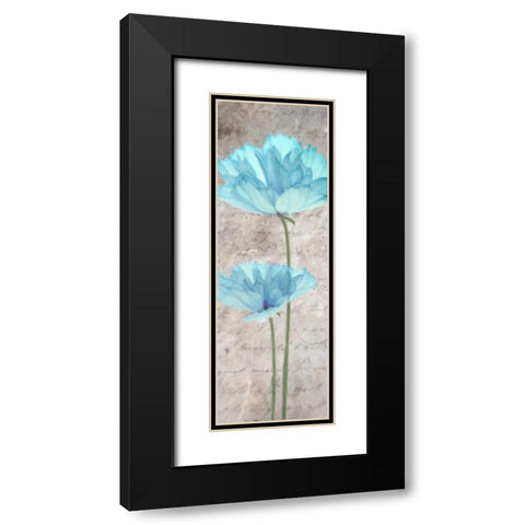 Blue Floral Panel II Black Modern Wood Framed Art Print with Double Matting by Greene, Taylor