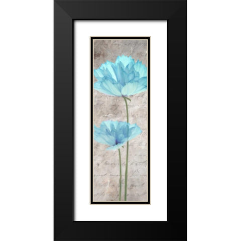 Blue Floral Panel II Black Modern Wood Framed Art Print with Double Matting by Greene, Taylor