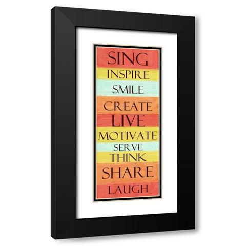 SING STRIPE Black Modern Wood Framed Art Print with Double Matting by Greene, Taylor