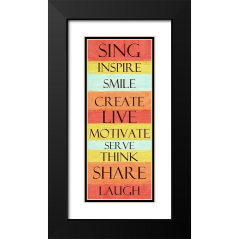SING STRIPE Black Modern Wood Framed Art Print with Double Matting by Greene, Taylor