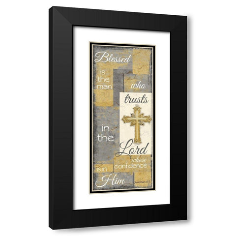 Blessed is the man grey gold Black Modern Wood Framed Art Print with Double Matting by Greene, Taylor