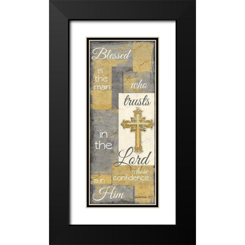 Blessed is the man grey gold Black Modern Wood Framed Art Print with Double Matting by Greene, Taylor