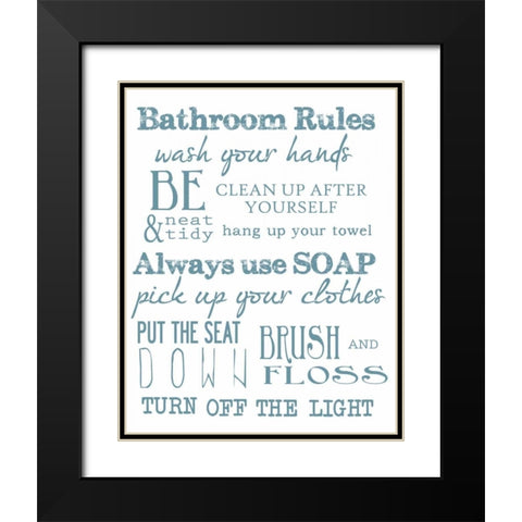 BATHROOM RULES WHITE Black Modern Wood Framed Art Print with Double Matting by Greene, Taylor
