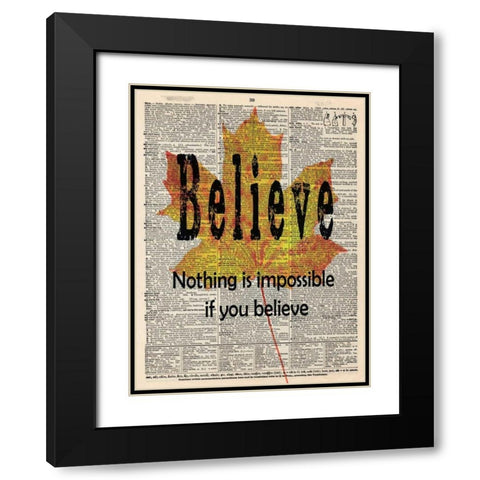 BELIEVE Black Modern Wood Framed Art Print with Double Matting by Greene, Taylor