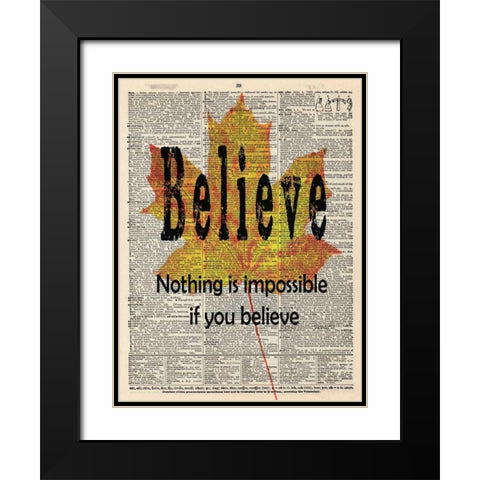 BELIEVE Black Modern Wood Framed Art Print with Double Matting by Greene, Taylor