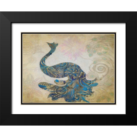 ELEGANT PEACOCK Black Modern Wood Framed Art Print with Double Matting by Greene, Taylor