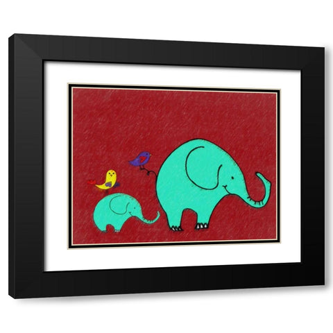 Whimsy Elephant II Black Modern Wood Framed Art Print with Double Matting by Greene, Taylor