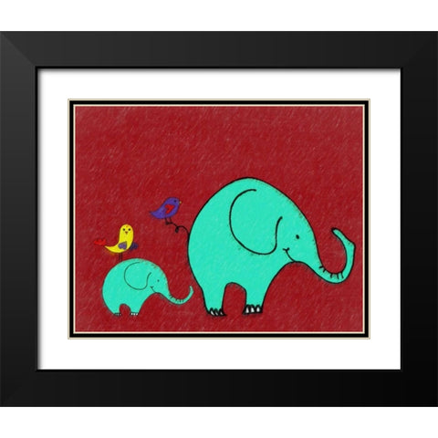Whimsy Elephant II Black Modern Wood Framed Art Print with Double Matting by Greene, Taylor