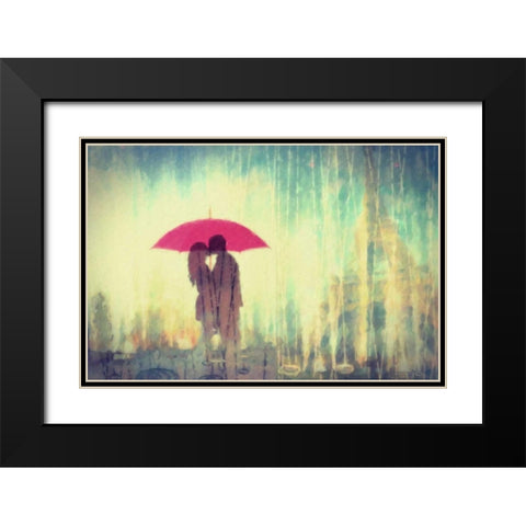 Paris In The Rain Black Modern Wood Framed Art Print with Double Matting by Greene, Taylor