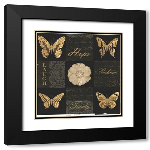 Sepia Floral 9 Patch B Black Modern Wood Framed Art Print with Double Matting by Greene, Taylor