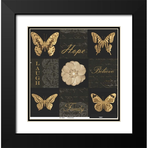 Sepia Floral 9 Patch B Black Modern Wood Framed Art Print with Double Matting by Greene, Taylor