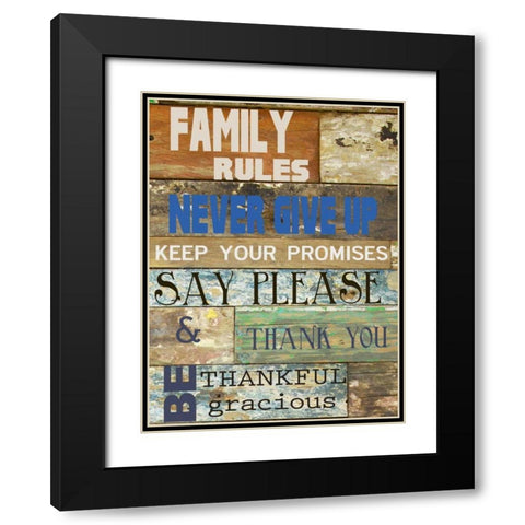 Family Rules Cools Black Modern Wood Framed Art Print with Double Matting by Greene, Taylor