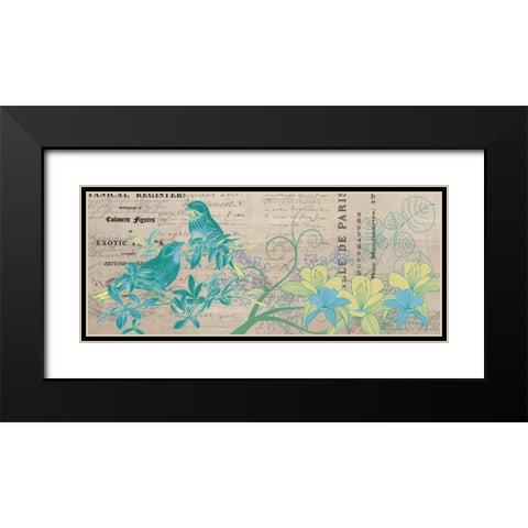 Bird Botanical Blue 2 Black Modern Wood Framed Art Print with Double Matting by Jordan, Elizabeth