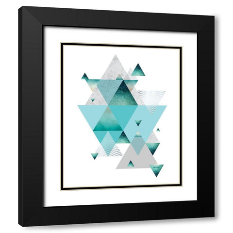 Love Joy Geo Turquoise 2 Black Modern Wood Framed Art Print with Double Matting by Urban Epiphany