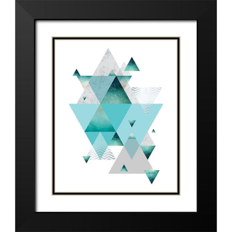 Love Joy Geo Turquoise 2 Black Modern Wood Framed Art Print with Double Matting by Urban Epiphany