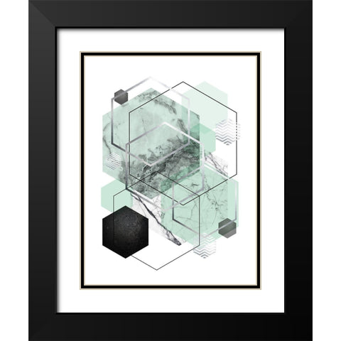 Mint Geometric 2 Black Modern Wood Framed Art Print with Double Matting by Urban Epiphany