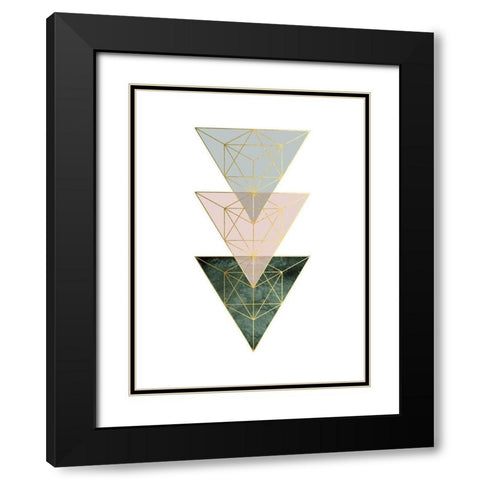 Pink Green Geo 2 Black Modern Wood Framed Art Print with Double Matting by Urban Epiphany