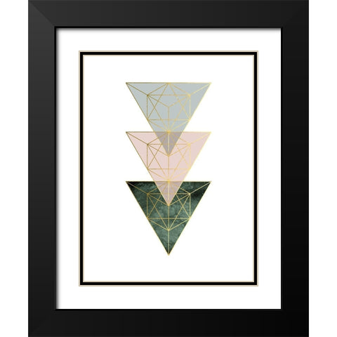 Pink Green Geo 2 Black Modern Wood Framed Art Print with Double Matting by Urban Epiphany