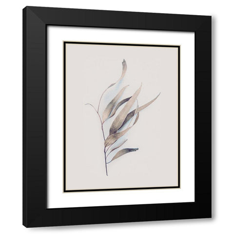 Gum Leaves Black Modern Wood Framed Art Print with Double Matting by Urban Epiphany
