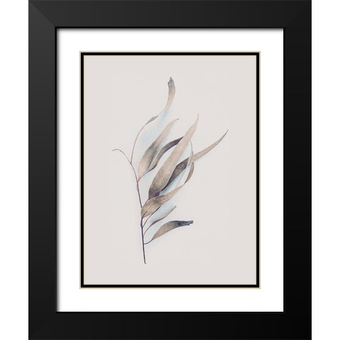 Gum Leaves Black Modern Wood Framed Art Print with Double Matting by Urban Epiphany