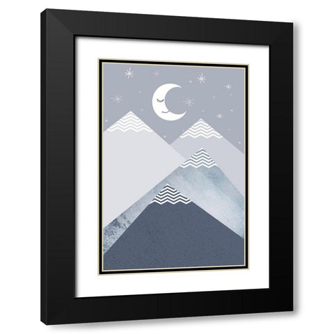 Navy Mountains 2 Black Modern Wood Framed Art Print with Double Matting by Urban Epiphany