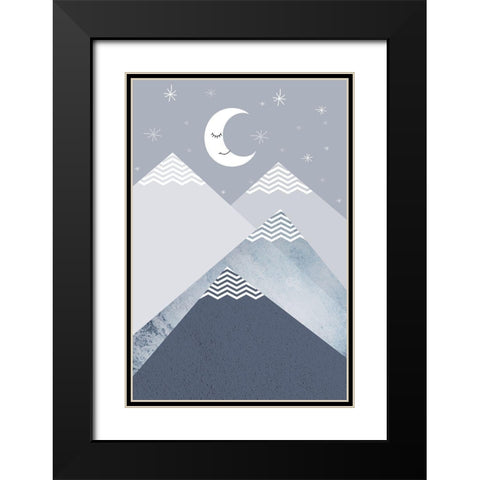 Navy Mountains 2 Black Modern Wood Framed Art Print with Double Matting by Urban Epiphany